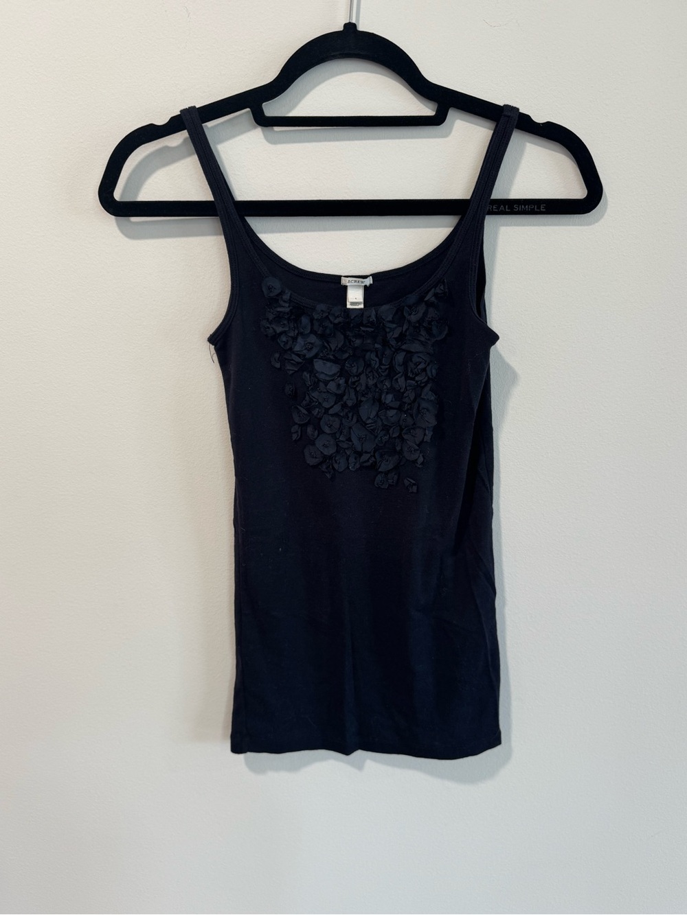 J. Crew Navy Floral Appliqué Tank